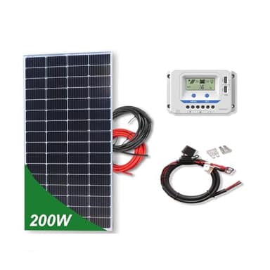 Kit 200W PRO 12V panel solar Tamaño Compacto placa monocristalina células PERC de alta eficiencia para caravanas autocaravanas