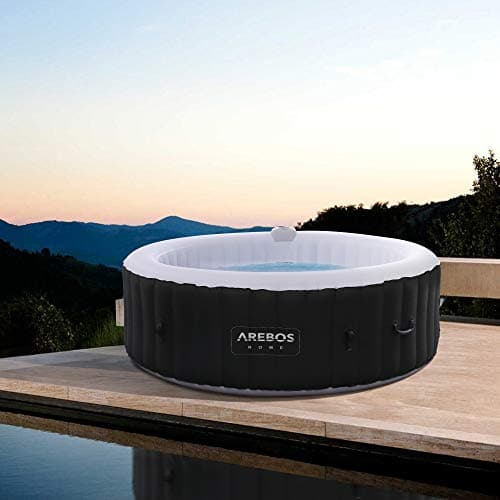 Arebos SPA Hinchable Piscina de hidromasaje | Hinchable | Redonda | para Interior y Exterior | ⌀ 208 cm | 6 Personas | 130 chorros de Masaje | 1000 litros