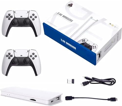 Consola Retro M15 PRO 4K HDMI con 20,000 Juegos Clasicos | 64 GB | 2 Mandos Inalámbricos | 2 Jugadores | Emuladores de PS1, Arcade y Más | Compatible con TV HD | Regalo Ideal para Niños y Adultos