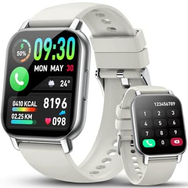 Reloj Inteligente Hombre Mujer, 1.85" HD Smartwatch,112+ Modos Deportivos Pulsera Actividad Oxígeno en Sangre/ Cardíaca /Dormirmonitor, Impermeable IP68 Smart Watch Compatible iOS Android,Blanco