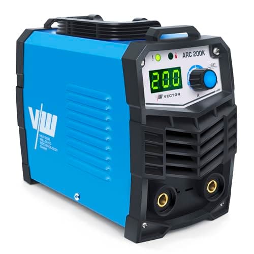 Soldador Inverter MMA Soldador Electrodo 200A Máquina de Soldar ARC- Dispositivo de Soldadura con Inversor de Electrodos - Pinza de tierra y Portaelectrodos - IGBT ARC200K de Vector Welding
