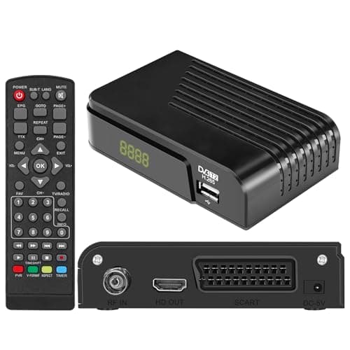 TDT HD Español Nuevo 2025- Decodificador TDT HD DVB-T2 H265 HEVC Full HD PVR, USB, SCART, TDT HD HDMI, Sintonizador de televisión Digital Terrestre, Receptor Digital de Alta definición Full HD 1080p