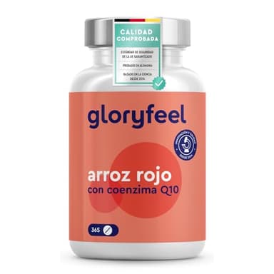 Levadura Roja de Arroz + Coenzima Q10, 365 Comprimidos (1 año) - Monacolina K 2,9mg - Dosis concentrada Monascus Purpureus Arroz Rojo Puro - 100% vegano - Probado en laboratorio, Sin aditivos