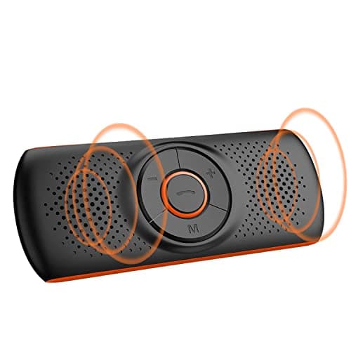 Manos Libres para Coche Bluetooth, Kit de Coche Altavoz Inalámbrico para Visera con Función Siri y Google Assistant, Altavoz Fuerte con Subwoofers, Soporta Conexión de 2 Móvil Simultáneamente