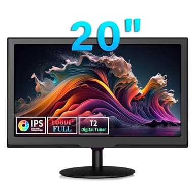 通用 TV de 19 pulgadas,tv 12 Volt H.256 con sintonizadores digitales DVB-T2, altavoz incorporado, con entradas HDMI/USB/RCA/VGA, para Cocina, caravanas,Dormitorio, Negro