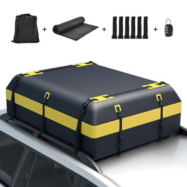COSTWAY Cofre Techo Coche 600L, Cofre de Techo para Vehículo Impermeable con Candado Código, Alfombrilla Antideslizante, Maletero Techo Coche con 6 Ganchos, 10 Correas para con/sin Portaequipajes