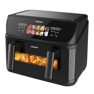 Cecotec Freidora de Aire sin Aceite de 10L con Doble Resistencia, Plancha, Grill, Air Fryer Cecofry&Grill Duoheat 10000. 2800W, Pared Divisoria Móvil, Temperatura Regulable 40-200°C, 10 Menús