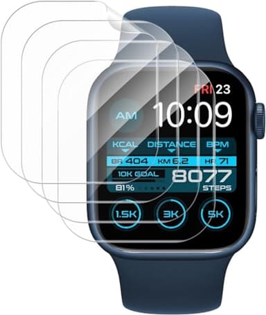 Vauki Protector Pantalla para Apple Watch Series 9/8/7 45 mm Cristal Templado 4 Piezas,Dureza 9H HD Transparente Ultra Resistent Antihuellas Sin Burbujas Antiarañazos Vidrio Templado Película