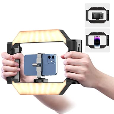ULANZI U-Rig Smartphone Video Rig con Luz, 2500K-9000K, Estabilizador de Teléfono Móvil, Estabilizador de Vídeo para Smartphone iPhone Galaxy Huawei, Smartphone de 4-7 Pulgadas y Cámara SLR