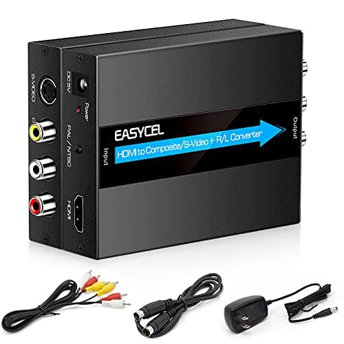 EASYCEL Convertidor HDMI a S-Video RCA con Cables S-Video y RCA, Adaptador HDMI Svideo, Convertidor HDMI a AV CVBS Compuesto, Convertidor HDMI In RCA + S-Video out (Aluminio)
