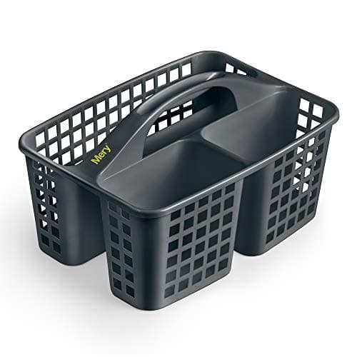 Mery | Cesta para Productos de Limpieza | Organizador Productos Limpieza Bajo Fregadero | Almacenaje Fregadero | 3 Compartimentos | Material Resistente | Gris Oscuro | 23,3 x 31 x 19 cm