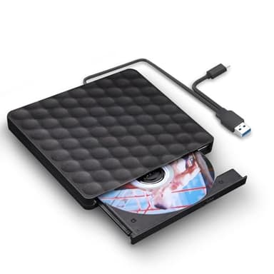 XIAOXIN Grabadora DVD Externa, Grabadora de DVD/CD +/-RW, Unidad Externa USB 3.0 y Type-C, Dispositivo Lector de Tarjetas portátil Ultrafino Compatible con Windows 11/10/8/XP/Linux/MacOS