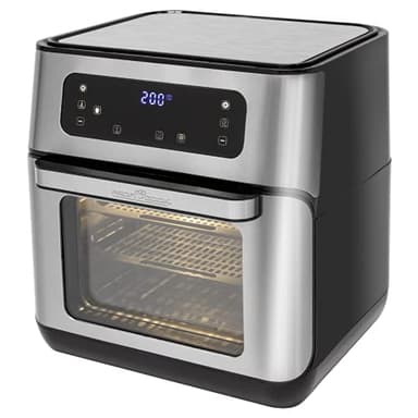 Freidora de aire caliente ProfiCook PC-FR 1200 H, Versátil freidora de aire caliente para una dieta baja en grasas, Incl. función deshidratador, Capacidad: aprox. 11 litros, acero inoxidable/negro