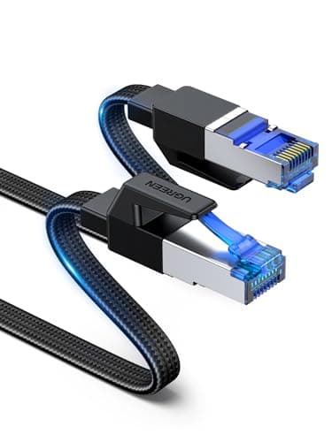 UGREEN Cable Ethernet Red RJ45 Lan Cat 8 40Gbps 2000MHz Plano Trenzado Nylon, Compatible con Steam Deck PS5 PS4 Xbox X S PC Box Router Servidor NAS Cat 7 Cat 6 Cat 5, 2M