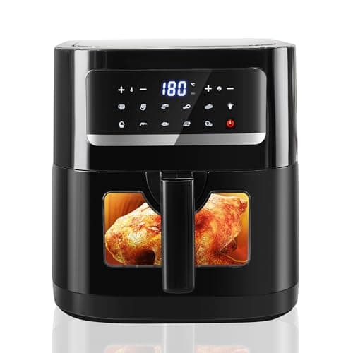 Freidoras de Aire sin Aceite, Emphsism Air Fryer 7L 1800W con Ventana de Visualización, 10 Menús Preprogramados, Freidora Aire con panel LED táctil, Temperatura regulable, Temporizador