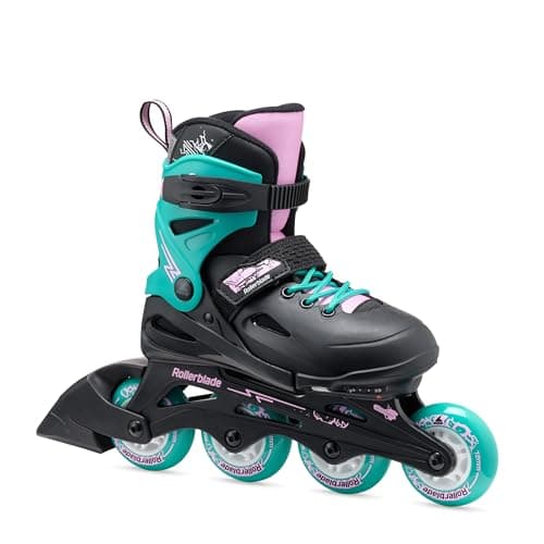 Rollerblade Fury - Patines en línea para niños, Color Negro y Verde mar, Talla 33-38