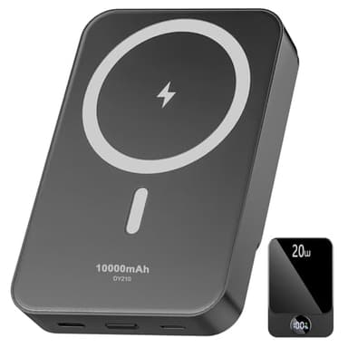 Power Bank, 10000mAh Magnético Bateria Externa mag-Safe, Inalámbrico PD 20W Carga Rapida Bateria Portatil Powerbank con Pantalla LED USB C in&out Compatible con iPhone 12/13/14/15/16 Pro/Pro MAX