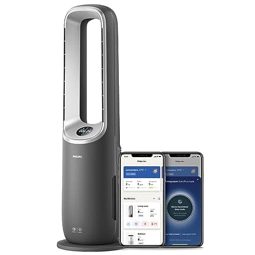 Philips Air Performer 3en1: Purificador, calefactor y ventilador - 70 m², elimina el 99,97% de los alérgenos. Filtro HEPA, Sensores inteligentes, Alexa, App. Silencioso y bajo consumo (AMF870/15)