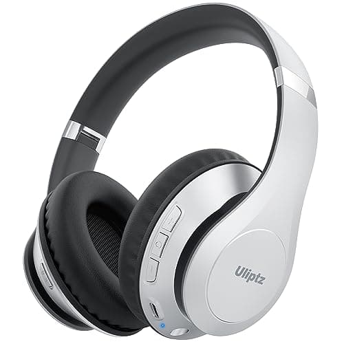 Uliptz Auriculares inalámbricos Diadema, 65H Tiempo de Juego Auriculares Bluetooth HiFi con Micrófono, 6 Modos de Sonido EQ Auriculares Bluetooth Diadema, Audifonos Bluetooth 5.3 para PC (Plata)