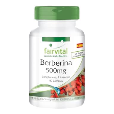 Fairvital | Berberina 500mg - Dosis elevada - Vegana - Berberina HCl + Zinc - 90 Cápsulas - Calidad Alemana