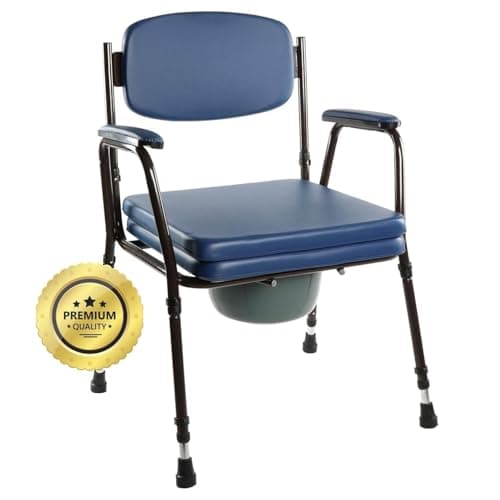 OrtoPrime Silla WC Inodoro Acolchada - Silla Orinal PORTÁTIL Regulable - Váter portátil con Bidet Acoplable - Silla de Baño para Ancianos - Silla de Baño Geriátrica - CÓMODA y Resistente