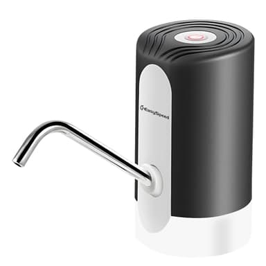 EASYSPEED Dispensador de Agua eléctrica USB-C, Bomba automática portátil con 2 adaptadores para Botellas y garrafas de 5, 8, 10, 15 y 20 litros, 1200mAh para Camping Oficina Gimnasio, Negro