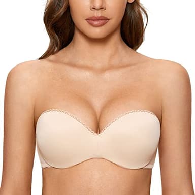 DOBREVA - Sujetador sin Tirantes con Push Up Sin Costuras para Mujer Beige 95C