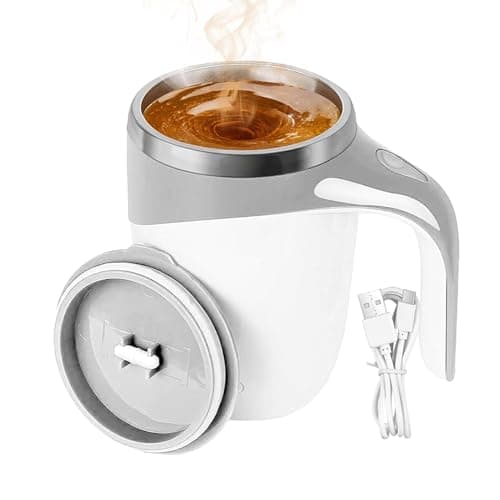 Walopola Taza de café eléctrica magnética, recargable, taza de café con agitador magnético automático, taza de café de acero inoxidable, taza de mezcla automática para café, leche, cacao