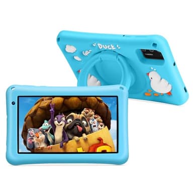 BISAIKASOW Tablet niños 7 Pulgadas, 8GB RAM + 64GB ROM (Memoria Ampliable), Android 13.0, Control Parental, 5800mAH, 5MP + 2MP, WiFi, Bluetooth, Tableta educativa (Azul)