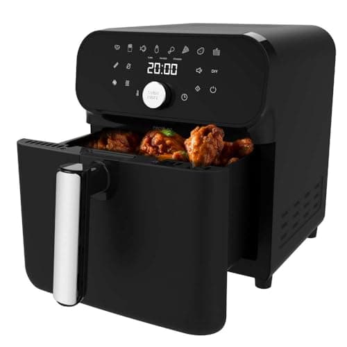 Cecotec Freidora de Aire con Doble Resistencia de 6L Cecofry Smokin' Duo 6000. 2000W, 2 en 1: Dorado Perfecto y Posibilidad de Ahumar, 13 Menús, Temperatura Regulable, Panel Táctil Multifunción
