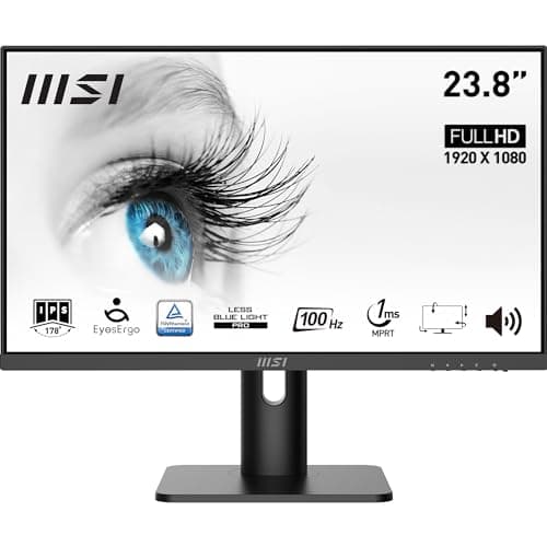 MSI Pro MP243XP Monitor de Oficina Full HD de 23,8'', Panel IPS 1920 x 1080, 100 Hz, Pantalla Agradable a la Vista, Montaje VESA, Altavoces Integrados, Soporte Kit de Pantalla, HDMI 1.4, DP 1.2a