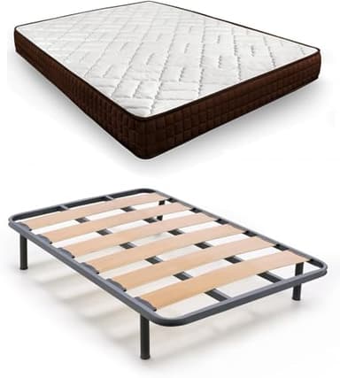 HOGAR24 ES - Cama Completa con Somier de Lama Ancha y Colchón Dream Flex Reversible - Medida: 135x190 cm