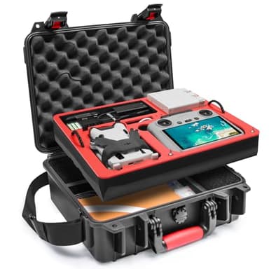 SYMIK Mini 4 Pro Estuche Rígido, Doble Capa Impermeable para dji Mini 4 Pro/Mini 3 Pro/Mini 3/Fly More Combo, dji RC 2/RC-N2/RC/RC-N1, Centro de Carga, Placa de Aterrizaje, iPad, Accesorios P330-MMDL