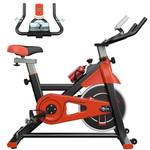 Dskeuzeew Bicicleta Estática Indoor Ejercicio Gym Casa bicicleta spinning Volante de inercia de 10 Kg, Resistencia Ajustable con Pantalla LCD y Monitor de Frecuencia Cardíaca