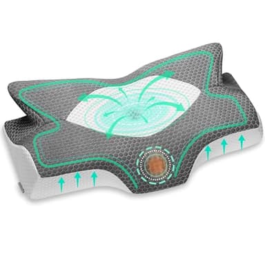 Elviros Almohada Cervical de Espuma Viscoelastica con Memoria, Almohada Ortopedica para Soporte de Cuello, Almohadas Ergonomico para Dormir de Lado y Boca Arriba (Gris Oscuro, 53.8x33x(11/9) cm)