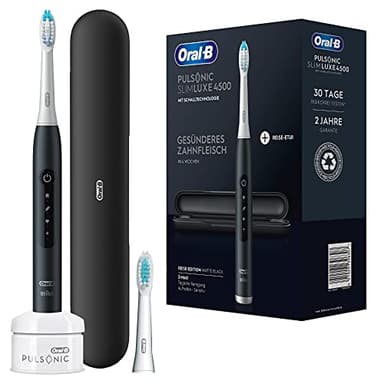 Oral-B Pulsonic Slim Luxe 4500 - Cepillo de dientes eléctrico sónico para encías más sanas en 4 semanas, 3 programas de limpieza incluyendo sensible, temporizador, 2 cepillos de repuesto, estuche de