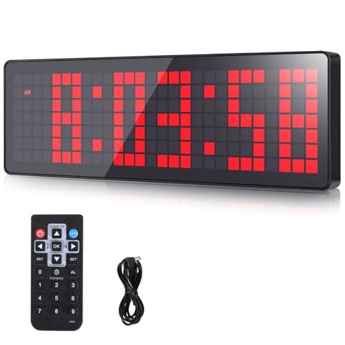 AnExer Temporizador de Gimnasio, 13.2" Grande Reloj de Pared Digital, LED Gym Timer con Countdown/UP Cronómetro, Brillo Ajustable, Temporizador de Entrenamiento con Control Remoto para Casa Garaje