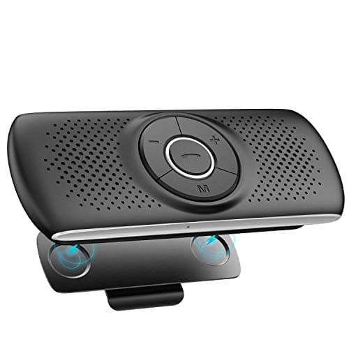 AGPTEK Manos Libres para Coche Bluetooth 5.0 con Siri, Google Asistente, Kit de Coche Altavoz Inalámbrico con Ranura de Tarjeta TF, Soporta Conexión de 2 Teléfonos Simultáneamente, Negro
