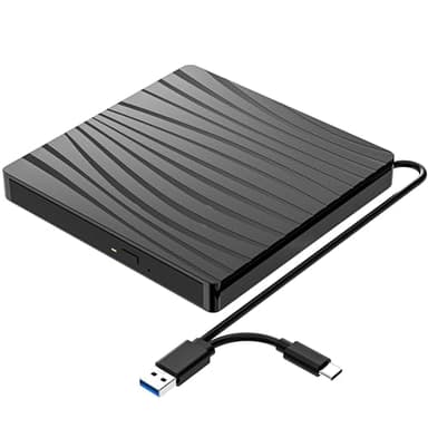 Lector CD/DVD-RW Externo, Grabadora con USB 3.0 y Type-C, Disquetera Super Drive, Lector para Portatil, PC, iMac, Macbook, Windows 11/10/8/XP/Linux/MacOS