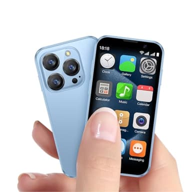 BezosMax i Mini Smartphone,Mini teléfono móvil con 3.0" Pantalla HD,3G Smartphone Desbloqueado,2GB ROM 16GB RAM,Dual SIM 5MP cámara,Mini Phone WiFi GPS Android Mini Phone (Azul)