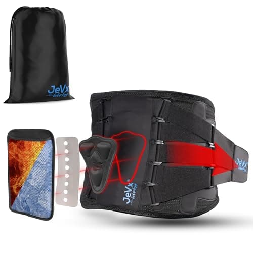 JEVX Faja Lumbar Hombre y Mujer Trabajo, con Soporte Biónico para Dolor de Espalda, (Bolsa Calor o Frío NO INCLUIDA), Deportiva, Cinturón Abdominal Transpirable, Lesión de Columna, Deporte Ciática L