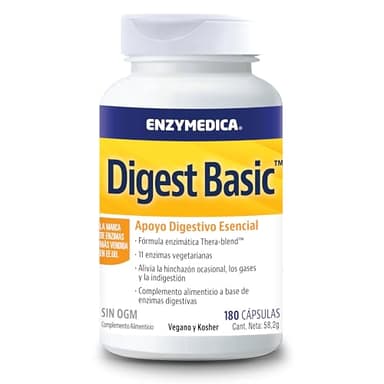 Enzymedica, Digest Basic, Fórmula Enzimática, Reduce los Gases y la Hinchazón, Mejora la Absorción de Nutrientes y la Energía, con ATP, Magnesio, Fitasa, Sin Gluten, Sin lácteos, 180 Cápsulas
