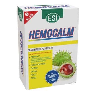 ESI Hemocalm 30 Naturcaps | Con Castaño de Indias, Centella Asiática y Vid Roja | Contribuye al Bienestar Circulatorio y Vascular | Tecnología Retard: Liberación Prol 8h | Sin Gluten, Apto Veganos