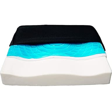 Obbocare Cojín Antiescaras de Espuma Viscoelástica y Gel. Cojín Anatómico Negro con Funda Impermeable y Antiácaros. Cojín Ergonómico Cuadrado para Asiento y Silla de Ruedas. 45x42x7CM