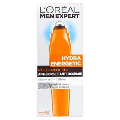 L'Oréal Paris Men Expert Hydra Energetic Roll-On - Ojos Antibags y Anti-Caps, con extracto de guaraná y vitamina C, 10 ml