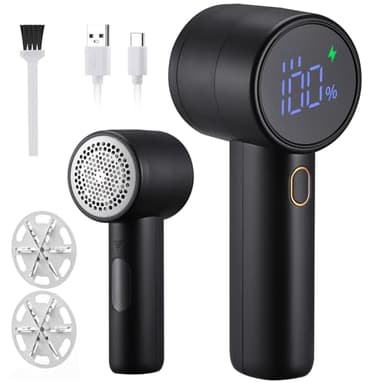 Kssvzz Quitapelusas Electrico Recargable, Quita Pelusas para Ropa Electrico 2600 mAh, Pantalla LED Maquina Quitar Bolitas Ropa, 3 Velocidades Ajustables Quita Bolas de la Ropa con 6 Cuchillas