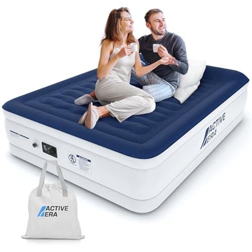 Active Era Colchón Hinchable Matrimonio 203 x 152 x 56 cm. Bomba Eléctrica y Almohada Incorporada – Inflado en 3 Minutos