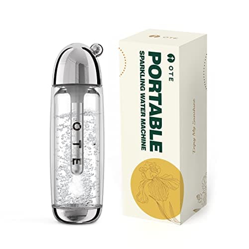 OTE Máquina de agua con gas portátil Doble capa PET Máquina de transmisión de soda portátil Segura 450 ml Personal PET Seltzer Stream Carbonatador Sin electricidad Sin BPA(no incluye cartuchos de Co2)