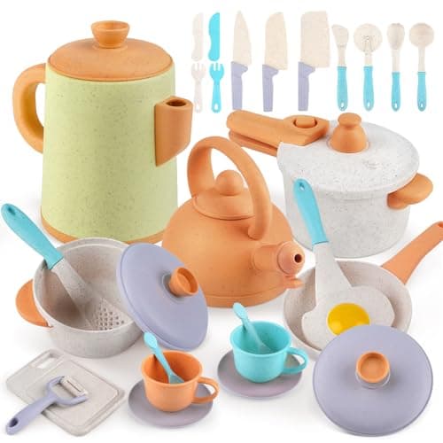 Dreamon Cocina Juguete, Cocinita Infantil Juguete para Niños Ollas y Sartenes de Juguete Varias Formas de Jugar Juego de rol Cocina Niños Niñas 3 4 5 Años