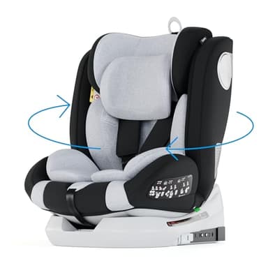 Babify Onboard Silla de Coche Isofix para Bebés y Niños, 0 Meses - 12 Años, Apta Desde 40-150 cm Ajustable 360º, Asiento Portátil y Seguro i-Size ECE R129